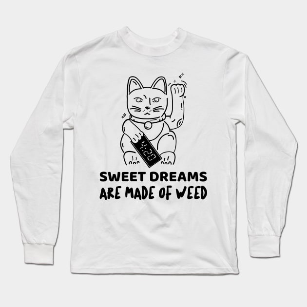 Funny cat dreaming because of weed Long Sleeve T-Shirt by Purrfect Shop